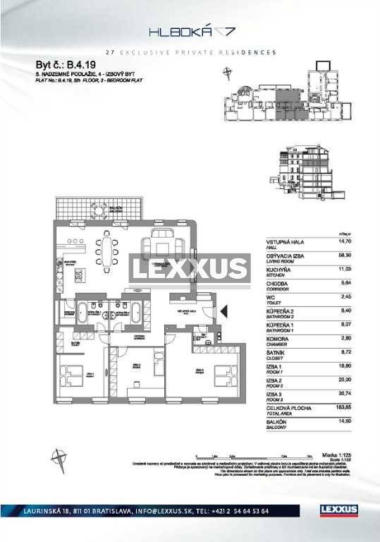 Na prenájom 4-izb. byt v luxusnej rezidencii Hlboká 7 